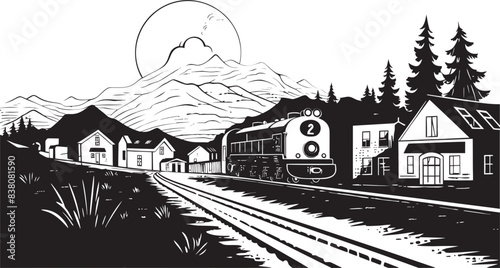 Village Mosaic Iconic Vector and Graphic Design Rural Reverie Logo and Iconic Village Scene
