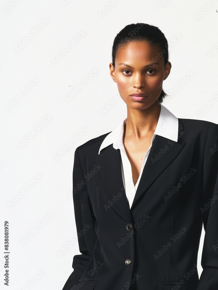 Confident Businesswoman Standing with Copyspace Above Confident Businesswoman Standing with Copyspace Above