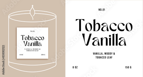 Vector label sticker template for soy wax candle packaging small business