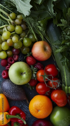 Healthy selection of fruits and vegetables
