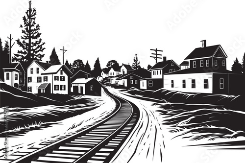 Charming Village Vistas Graphic Design and Vector Art Scenic Village Views Logo Design and Iconic Art