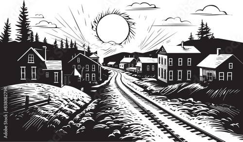 Charming Village Sketches Graphic Design and Vector Art Scenic Village Perspectives Iconic Logo and Graphic Design