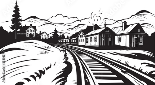 Countryside Reverie Logo and Iconic Village Rustic Village Scenes Vector and Graphic Design