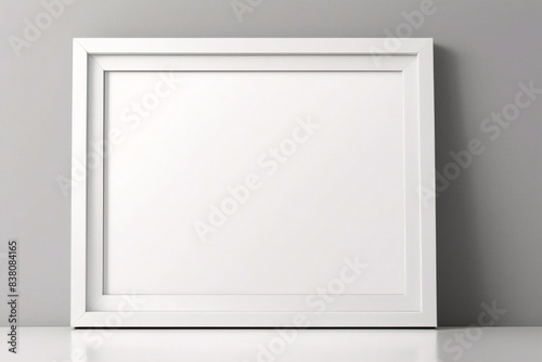 Imagen m  nima de marco cuadrado blanco vac  o simulada colgada sobre fondo de pared blanca con luz y sombra de ventana. aislar imagen 