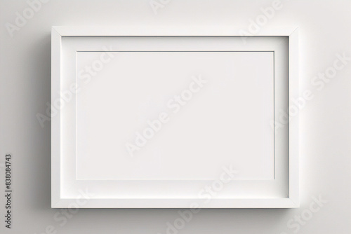 Imagen m  nima de marco cuadrado blanco vac  o simulada colgada sobre fondo de pared blanca con luz y sombra de ventana. aislar imagen 