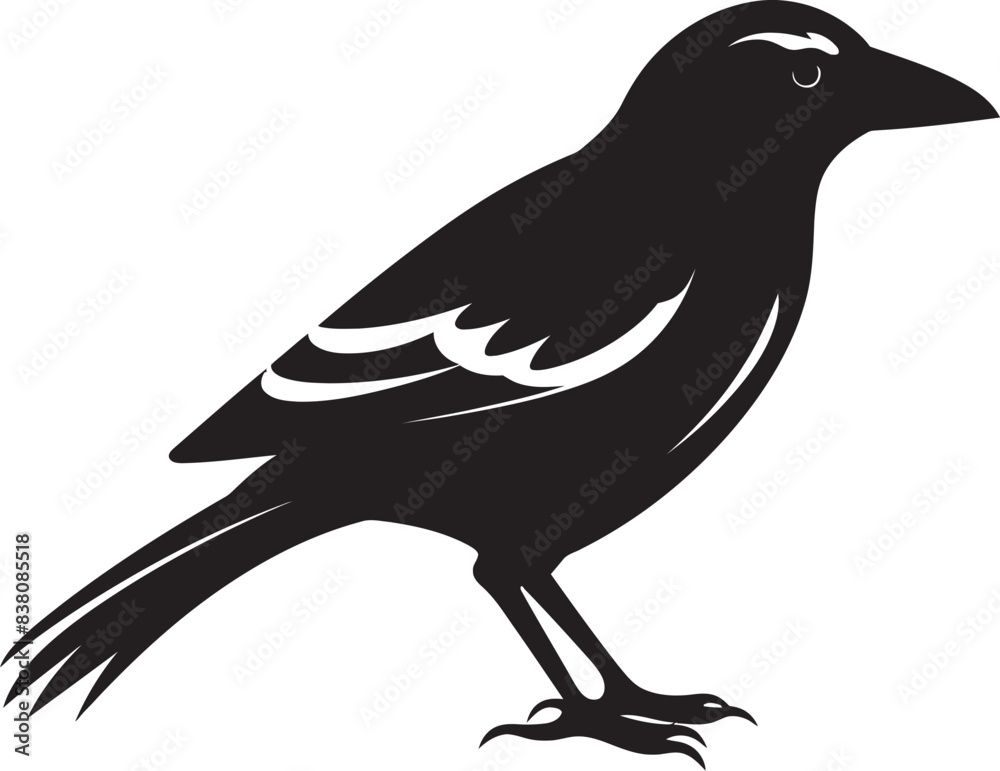 Obraz premium Clean Lines Crow Symbol Simple Graphic Art Elegant Crow Badge Minimalist Vector Design
