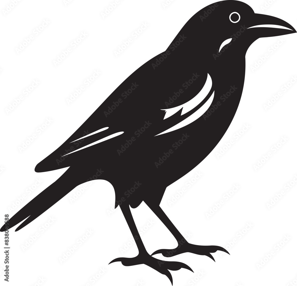 Obraz premium Stylish Crow Badge Elegant Logo Design Minimal Crow Illustration Chic Iconography