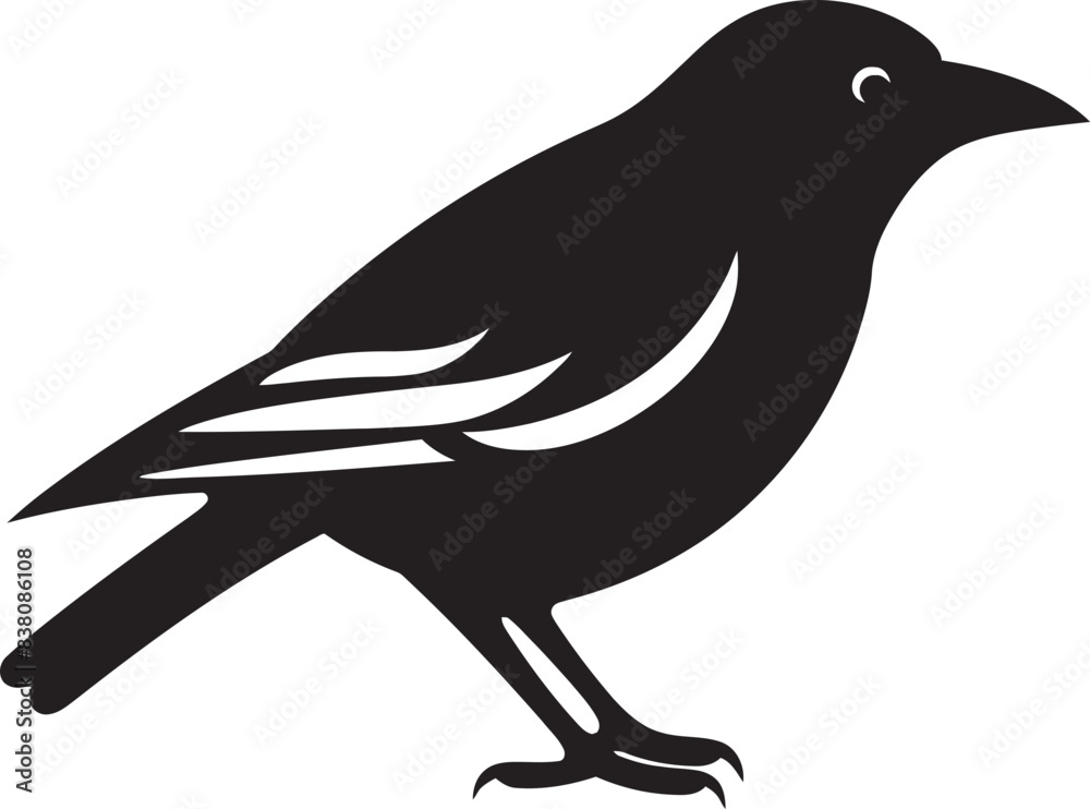 Obraz premium Chic Crow Illustration Sleek Vector Design Stylish Crow Badge Minimalist Logo