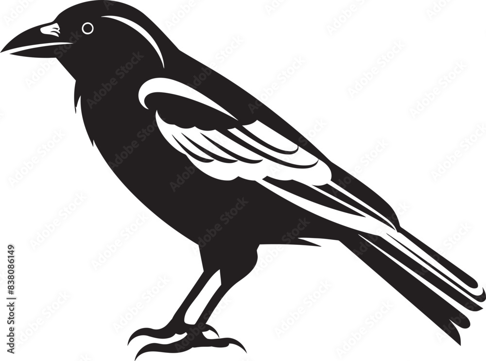 Naklejka premium Graceful Crow Emblem Minimalist Vector Art Minimal Crow Symbol Contemporary Graphic Design