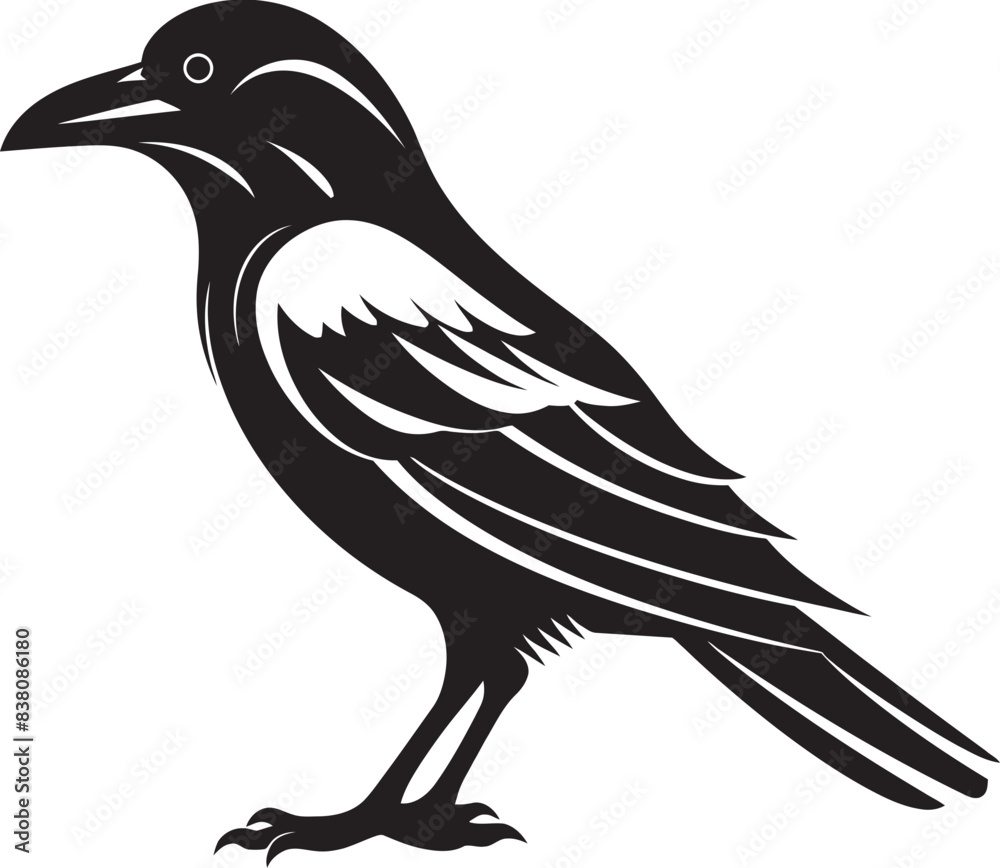 Fototapeta premium Minimalistic Crow Emblem Logo Design Chic Crow Vector Simple Icon
