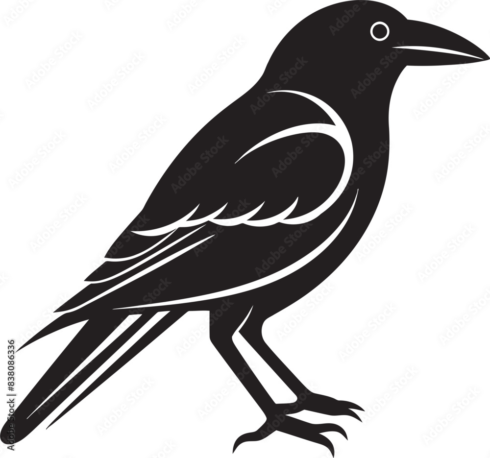 Fototapeta premium Sleek Crow Mark Minimal Logo Icon Minimalist Crow Badge Vector and Icon