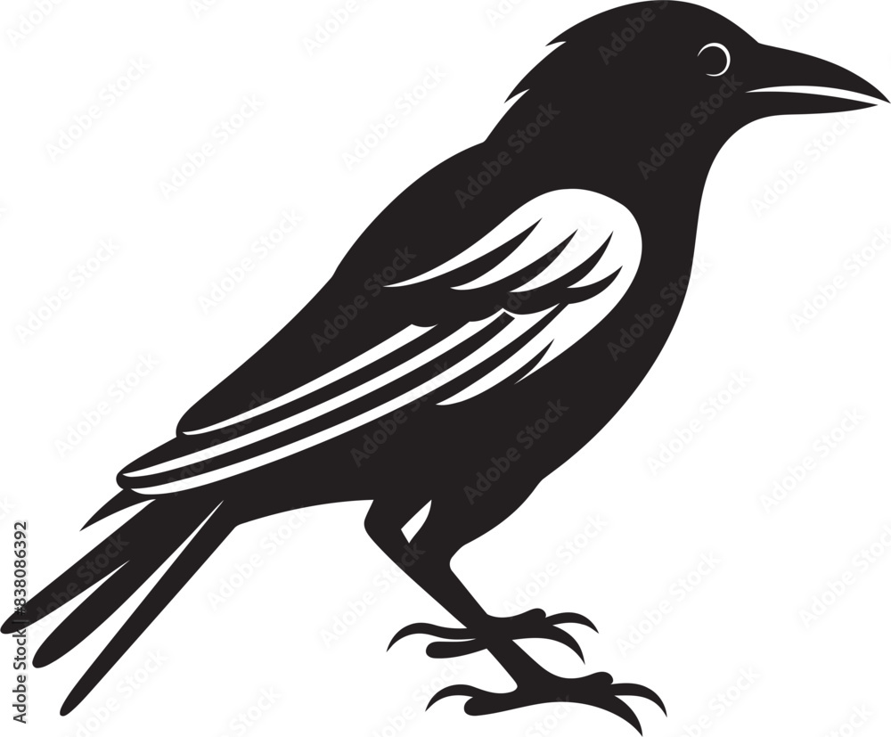 Naklejka premium Minimal Crow Silhouette Iconography Chic Crow Logo Simple Graphic Design