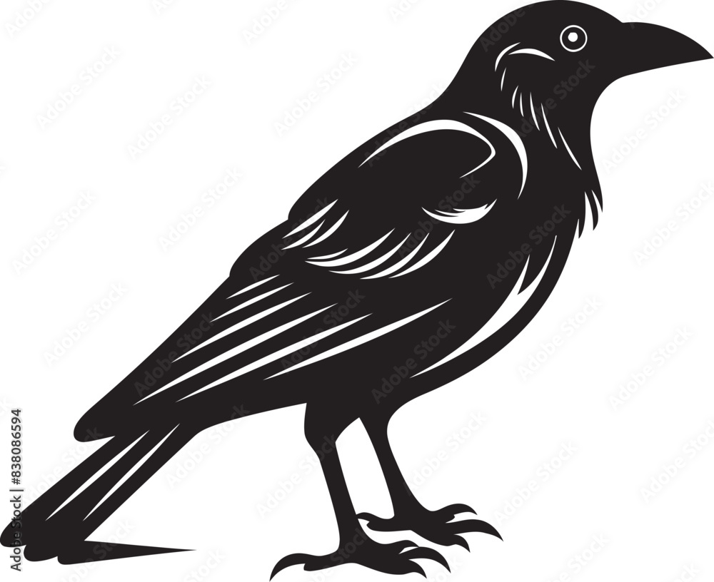 Naklejka premium Streamlined Crow Graphic Minimal Icon Sophisticated Crow Design Minimal Vector