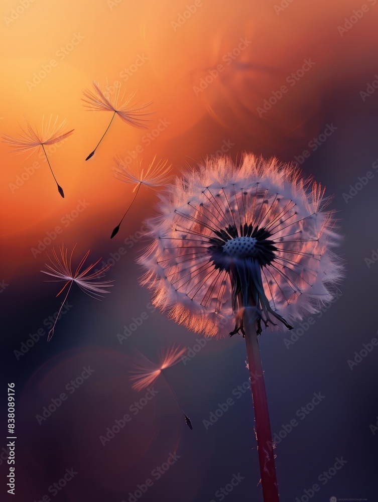 Close-up of dandelion flowers against dusk background Close-up of dandelion flowers against dusk background