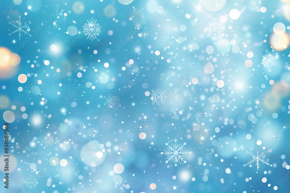 Blue winter background with snow, snowflakes, bokeh. Random falling snow flakes wallpaper. Snowfall many dust freeze granules. Sky white teal blue backdrop. Christmas poster. Xmas cian colored banner Blue winter background with snow, snowflakes, bokeh. Random falling snow flakes wallpaper. Snowfall many dust freeze granules. Sky white teal blue backdrop. Christmas poster. Xmas cian colored banner