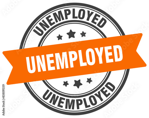 unemployed stamp. unemployed label on transparent background. round sign