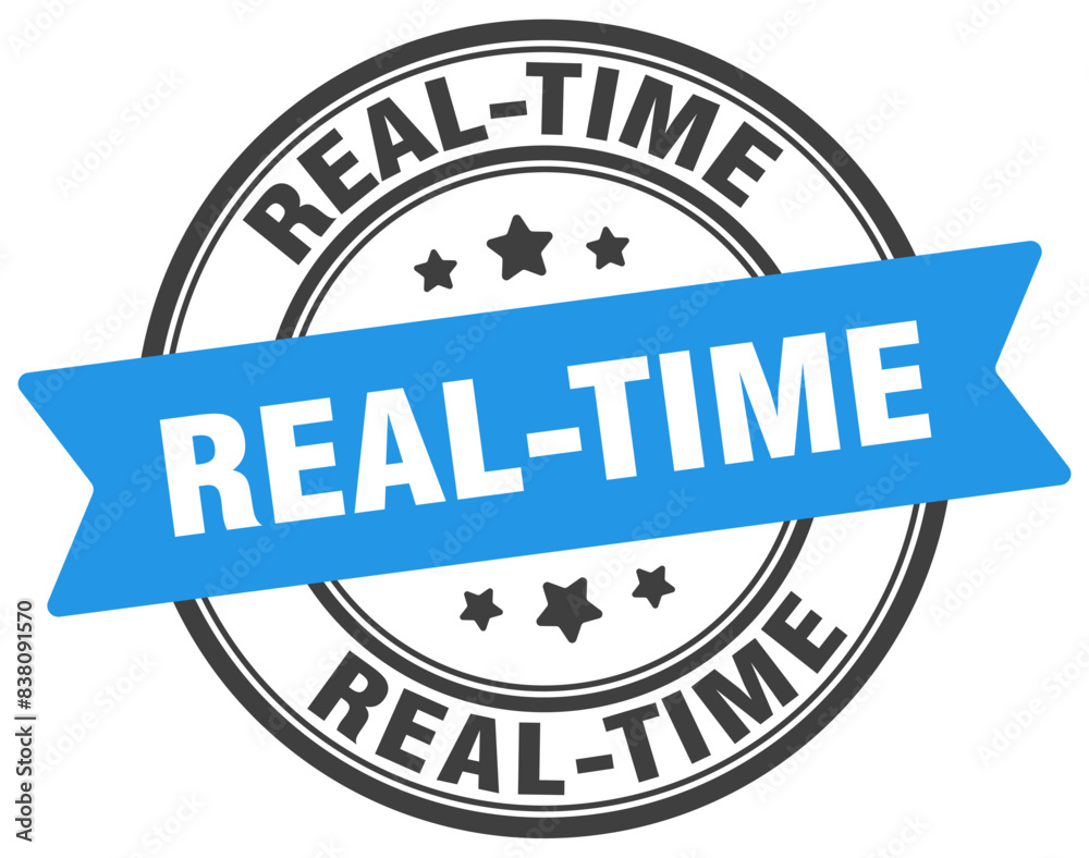 real-time stamp. real-time label on transparent background. round sign real-time stamp. real-time label on transparent background. round sign