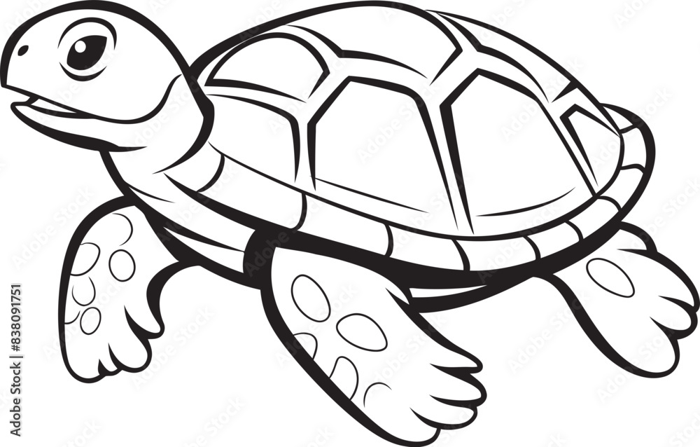 Fototapeta premium Elegant Turtle Icon Minimalistic Graphic Chic Line Drawing of Turtle Clean Logo Icon
