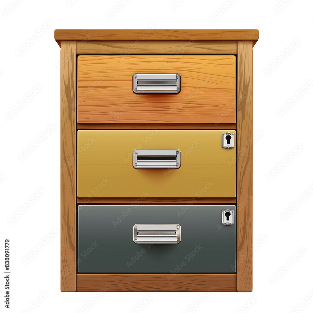 Wooden Filing Cabinet With Three Drawers, Isolated on a Transparent Background, Graphic Resource Wooden Filing Cabinet With Three Drawers, Isolated on a Transparent Background, Graphic Resource