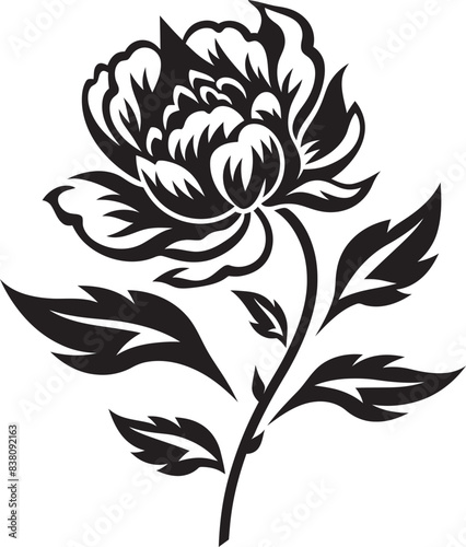 Stylish Lineart Peony Icon Minimal Graphic Chic Peony Design Whimsical Logo