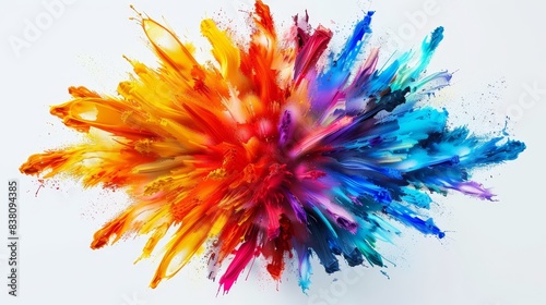 Fototapeta Naklejka Na Ścianę i Meble -  Vibrant bursts of colorful paint arranged in a graceful circular pattern