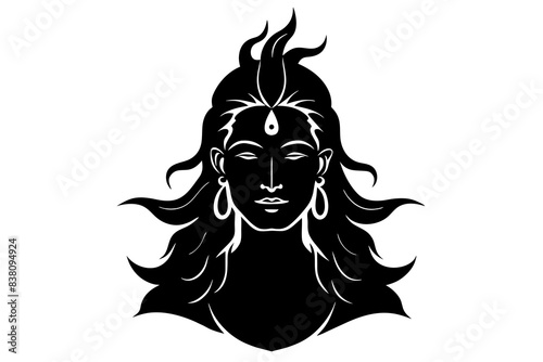 Lord Shiva face silhouette vector illustration