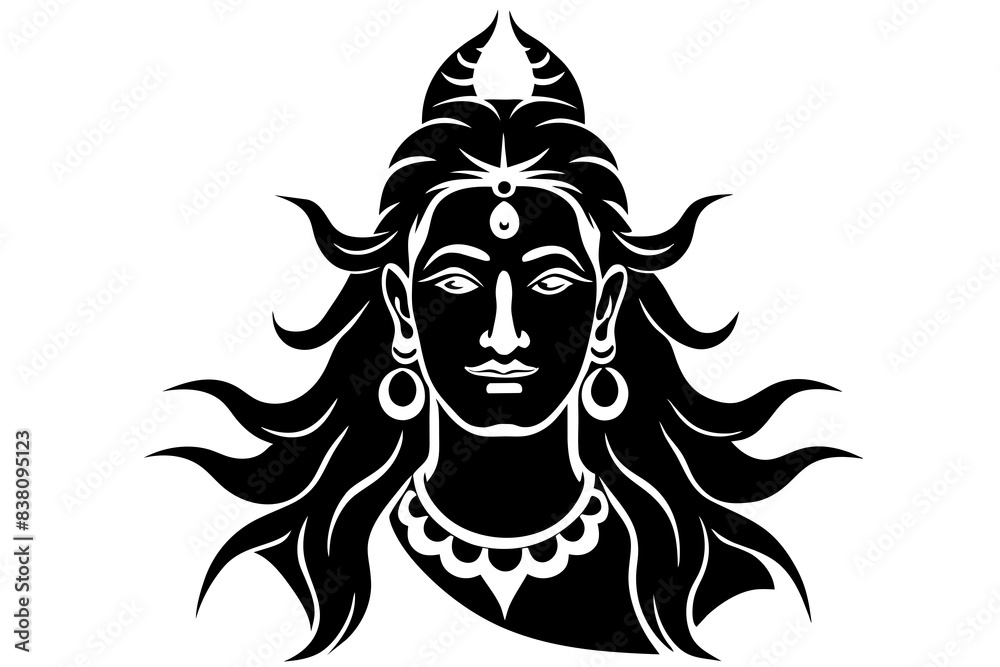 Lord Shiva face silhouette vector illustration Lord Shiva face silhouette vector illustration