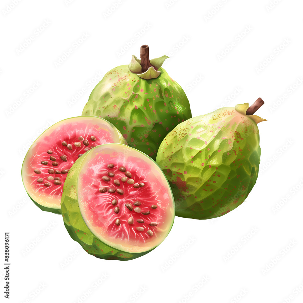 Freshly Cut Guava Fruit, Isolated on a Transparent Background, Graphic Resource Freshly Cut Guava Fruit, Isolated on a Transparent Background, Graphic Resource