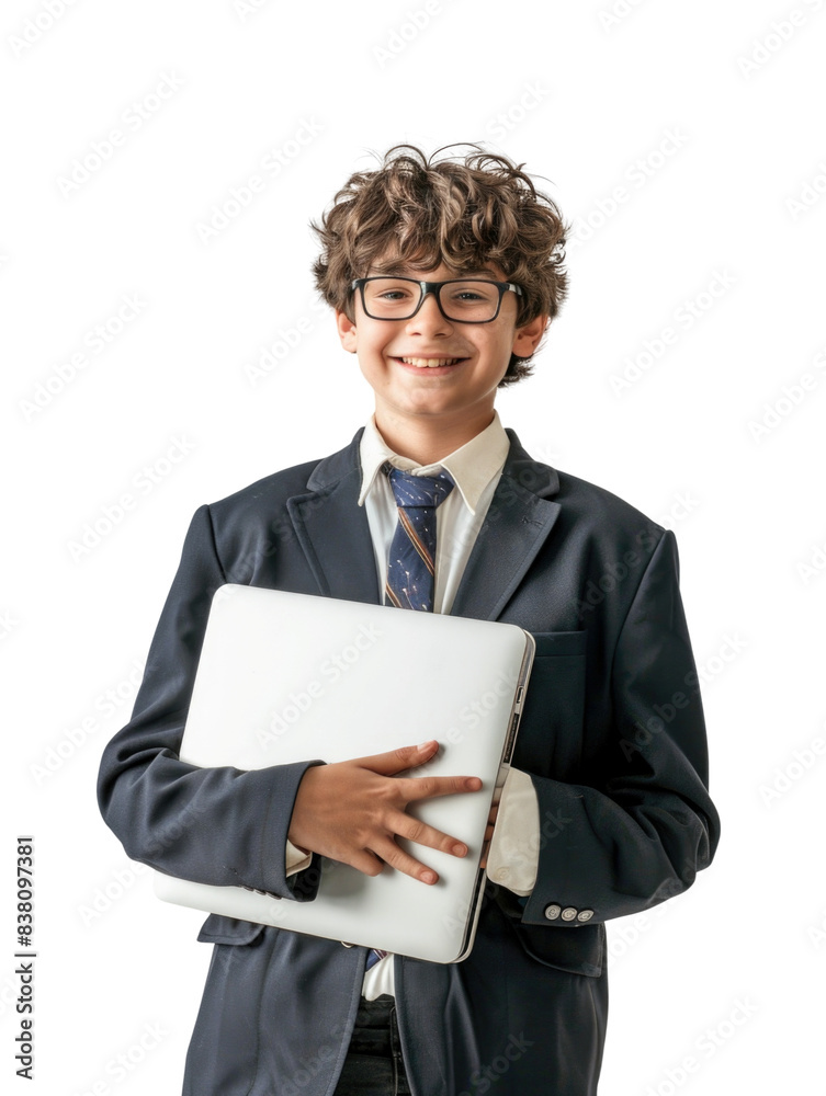 Young student wear school uniform holding computer Young student wear school uniform holding computer