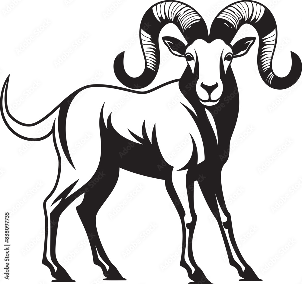 Obraz premium Clean Line Art Ibex Modern Graphic Interpretation Stylish Ibex Icon Design Minimalistic Illustration