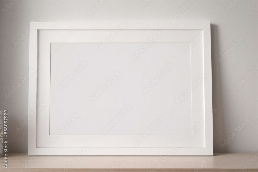 Imagen mínima de marco cuadrado blanco vacío simulada colgada sobre fondo de pared blanca con luz y sombra de ventana. aislar imagen Imagen mínima de marco cuadrado blanco vacío simulada colgada sobre fondo de pared blanca con luz y sombra de ventana. aislar imagen