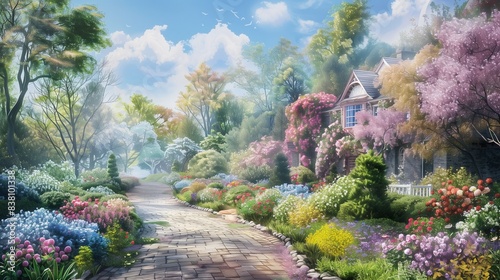 Obraz na płótnie Blooming Garden Landscape w salonie
