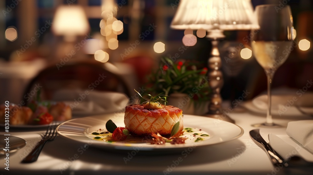 Gourmet Dish in Elegant Restaurant Setting Gourmet Dish in Elegant Restaurant Setting