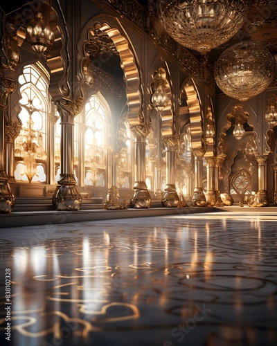 Interior of the Grand Mosque in Istanbul, Turkey. 3D rendering © Iman