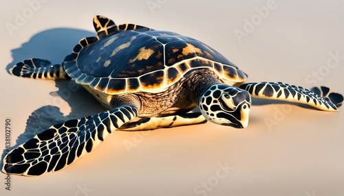 Hawksbill Turtle. Hawksbill Sea Turtle (Eretmochelys imbricata) isolated on white background
 photo