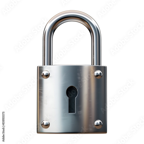 Silver Padlock, Isolated on a Transparent Background, Graphic Resource