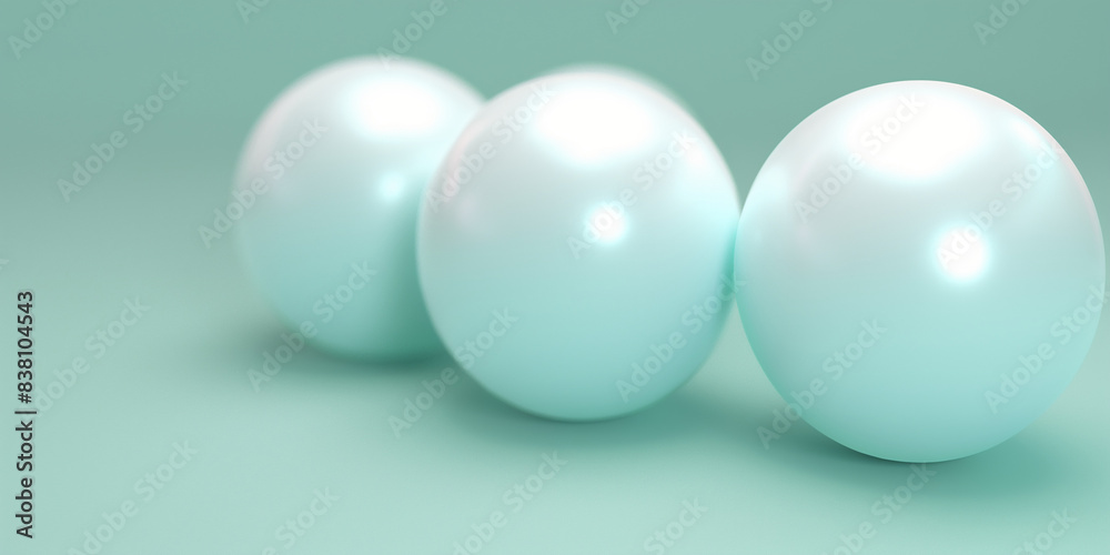 Türkise Kugeln auf Mint farbigen Hintergrund im Querformat für Banner