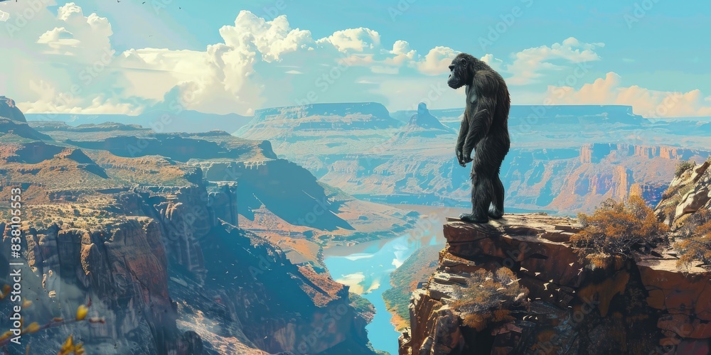 Obraz premium Primate Overlooking Majestic Valley