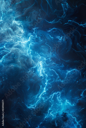 Abstract electric blue energy swirling with vibrant light and dynamic motion. Aesthetic digital fantasy design for backgrounds and illustrations. © tonstock