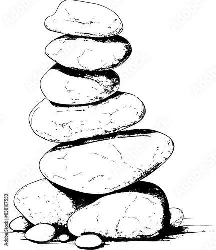 Simple Pebble Tower Icon Symbolic Logo Expression Artistic Stone Pile Contemporary Graphic Design