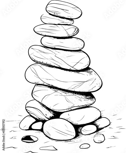 Minimalistic Pebble Sculpture Icon Natural Logo Interpretation Creative Pebble Stack Logo Tranquil Iconic Expression photo