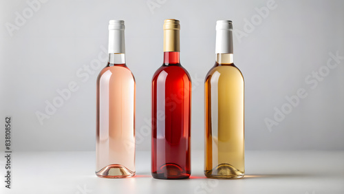 Mockup of three bottles of wine on gray
