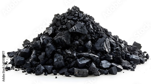 A pile of black soot on a white background.