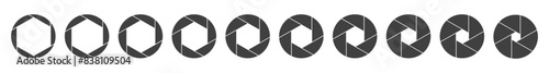 Aperture icon set. Aperture icons on white background