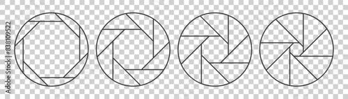 Aperture icon set. Aperture icons on white background