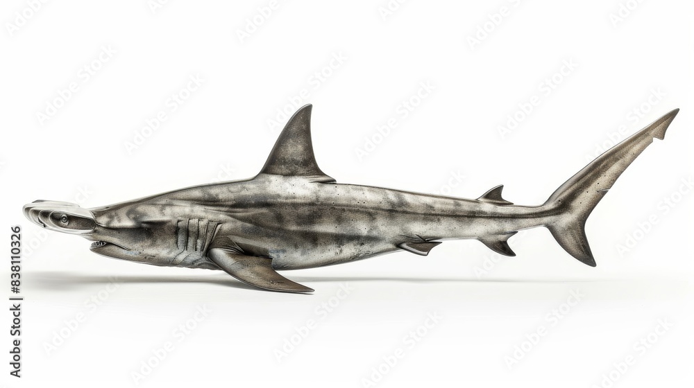 Naklejka premium Isolated hammerhead shark on white background - Generational Artificial Intelligence
