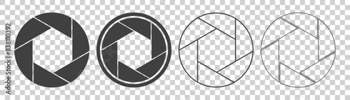 Aperture icon set. Aperture icons on white background.