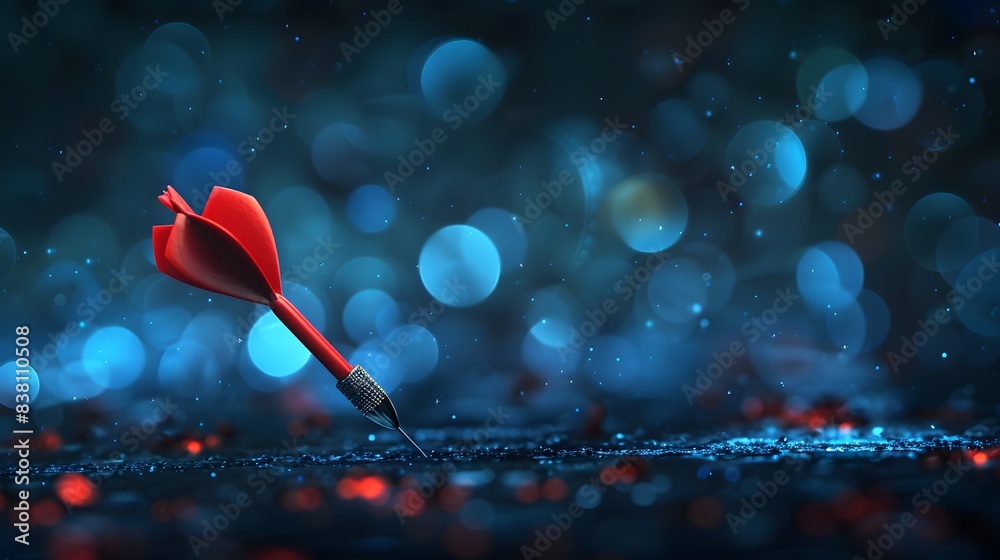 A red dart is flying towards the center of an archery target, symbolizing precision and success in business or personal goals.