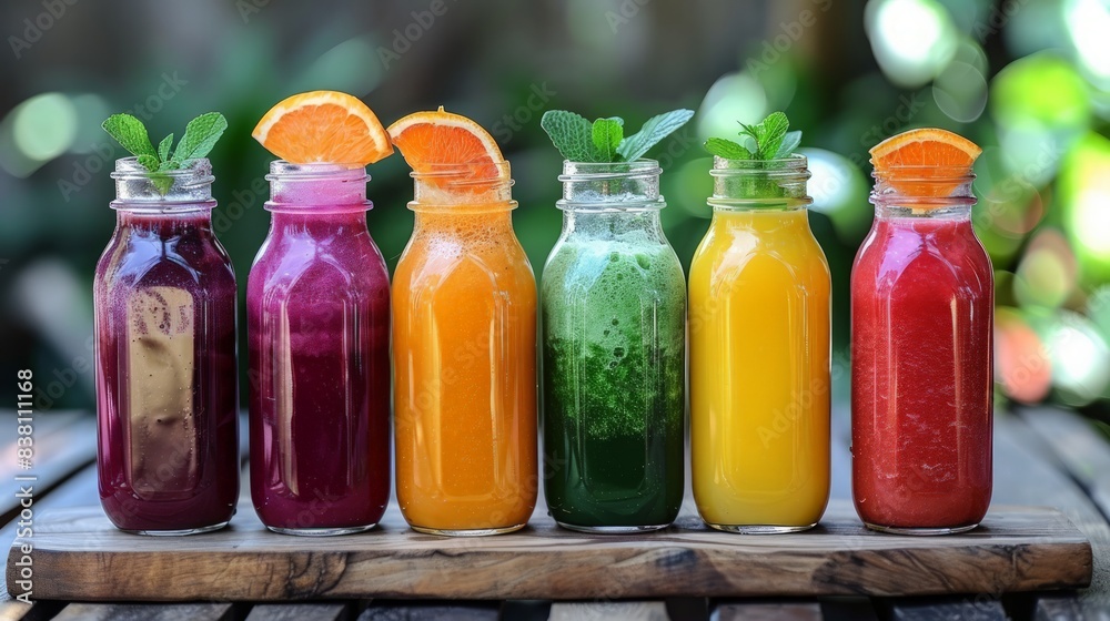 Healthy Lifestyle with Fresh Juices: Highlight the freshness and health benefits of natural juices, capturing the vibrant colors Healthy Lifestyle with Fresh Juices: Highlight the freshness and health benefits of natural juices, capturing the vibrant colors