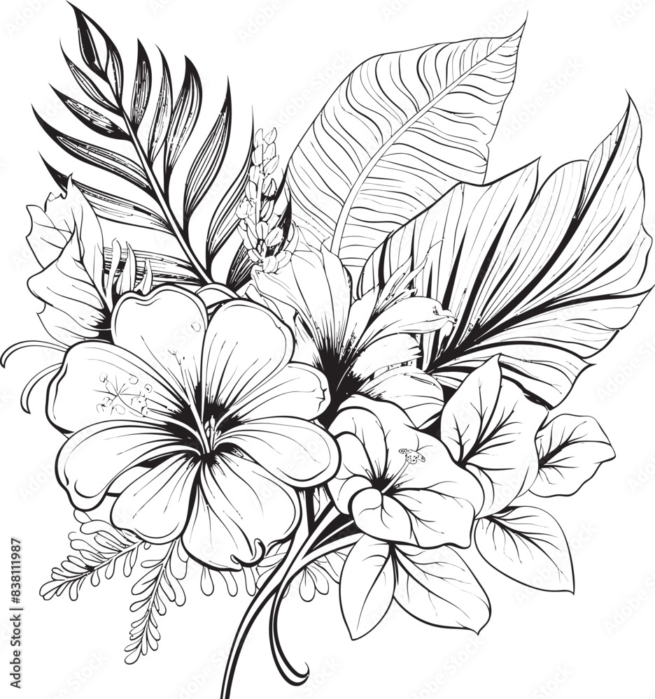 custom made wallpaper toronto digitalTropical Bloom Harmony Symbolic Logo Expression Exotic Plant Essence Minimal Logo Integration